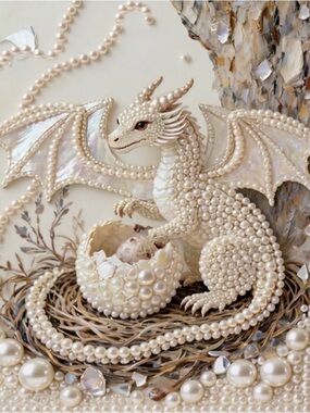 (188P) DIY Pearl Diamond Painting Kit Pearl Dragon with Pearl Egg